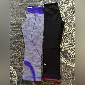 💕two pair of Lululemon capris size 8